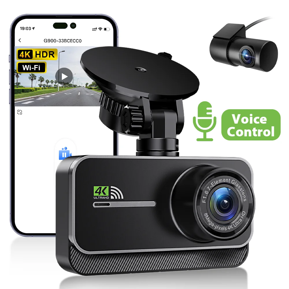 4K Dash Cam WIFI Dash Camera Black Box Night Vision 24H Parking Loop Recording G-Sensor Mode Video Recorder for Car
