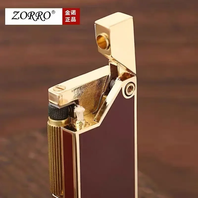 Zorro 666 New Design Resin Black Red Metal Push Ejection Side Slip Ignition Kerosene Lighter Windproof Men\'s Gift with Box