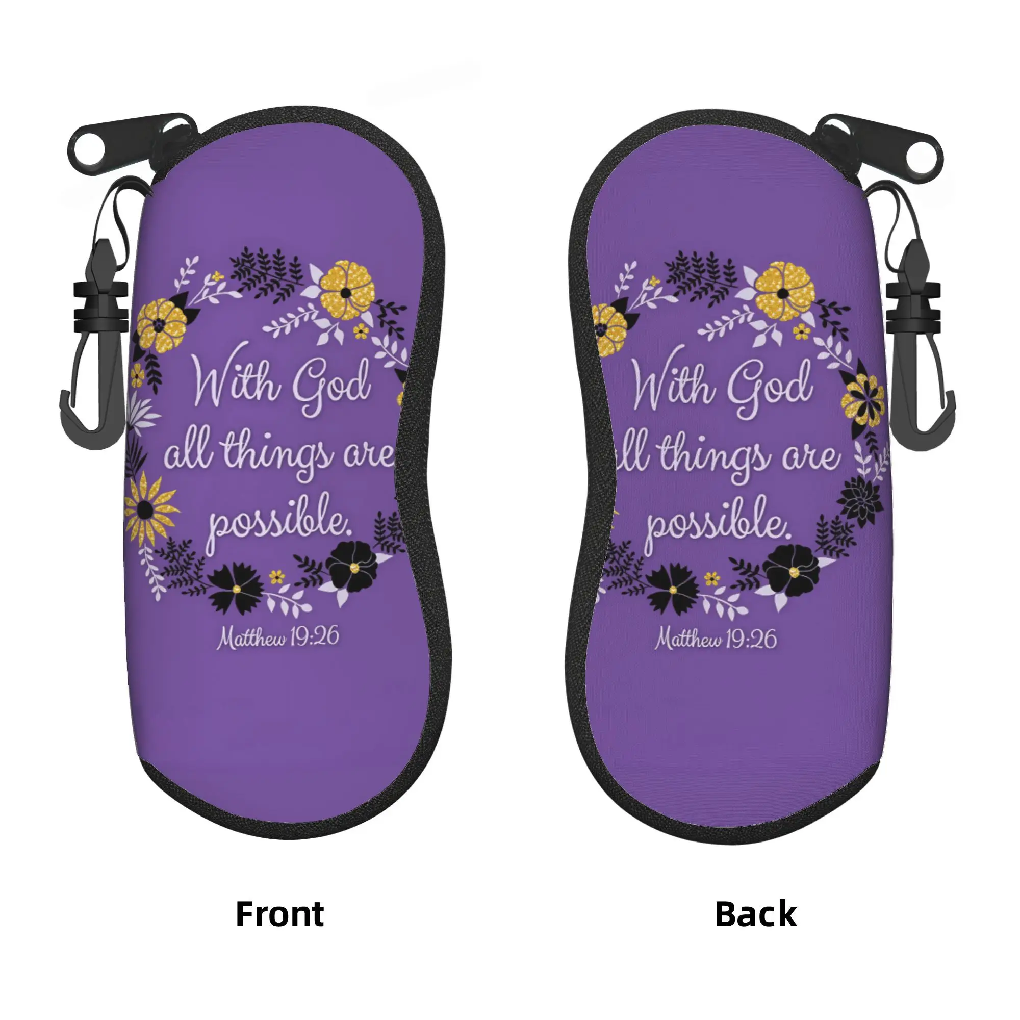 WITH GOD ALL THINGS ARE POSSIBLE (2) Glasses Case Cover  Sunglasses Case Convenient Classic Eyewear Bag Eyeglass Cases Cover