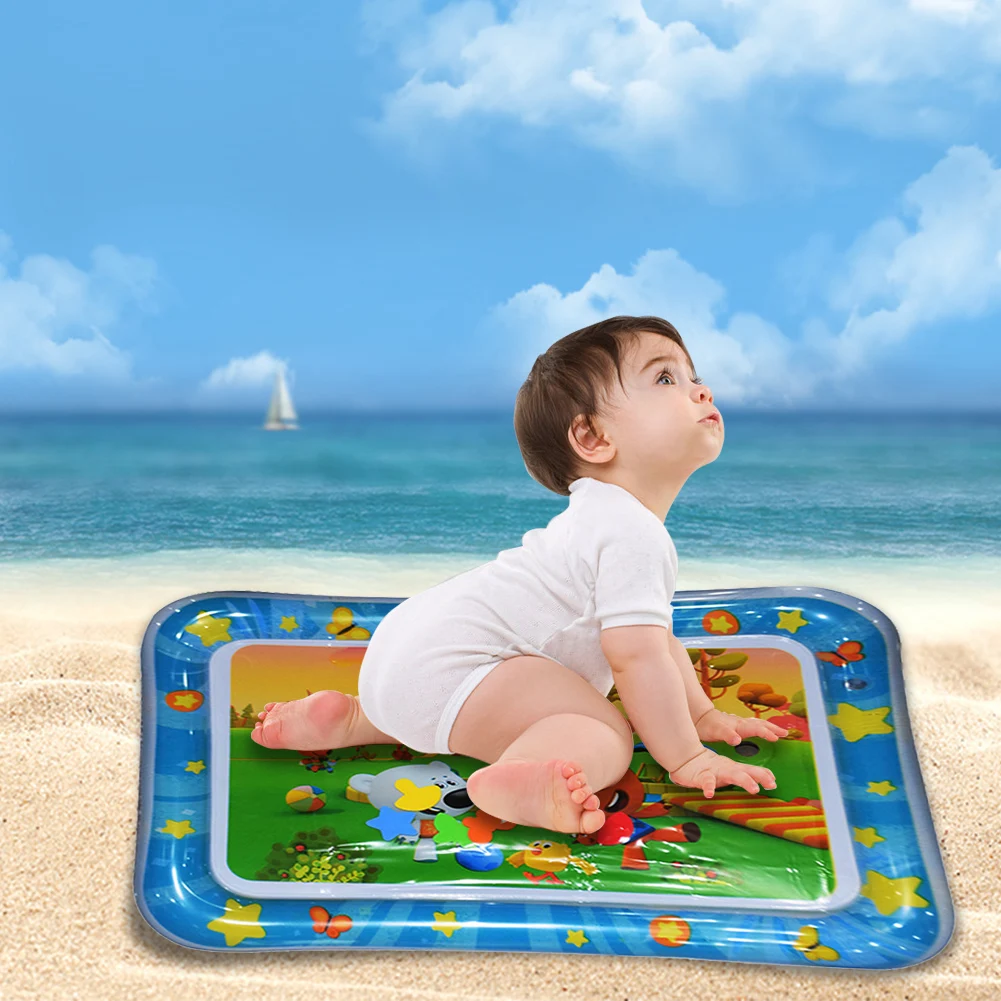 Tummy Time Water Mat Marine Animal Water Mat PVC Baby Water Play Mat for Infants Toddlers Sensory Activity Inflatable Water Mat