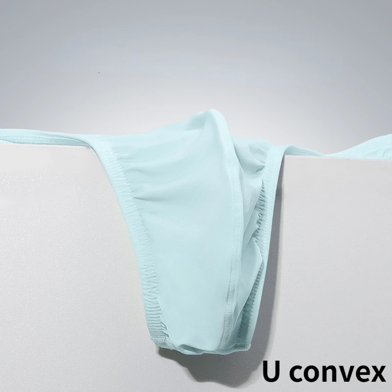 GOGOBOY-Culotte taille basse pour homme, couleur unie, string convexe en U, extensible, serré, sexy, glace, soyeuse, fesses ouvertes, string respirant, gay