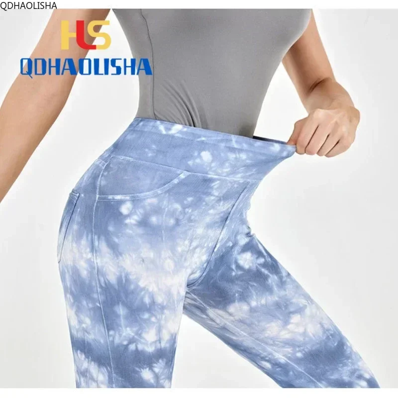 Woman Clothing Pants Tie Dye Tight Pants High Stretch Casual Fashion Elegant High Waist Exercise Suitable Girls Yoga Legs Jeans