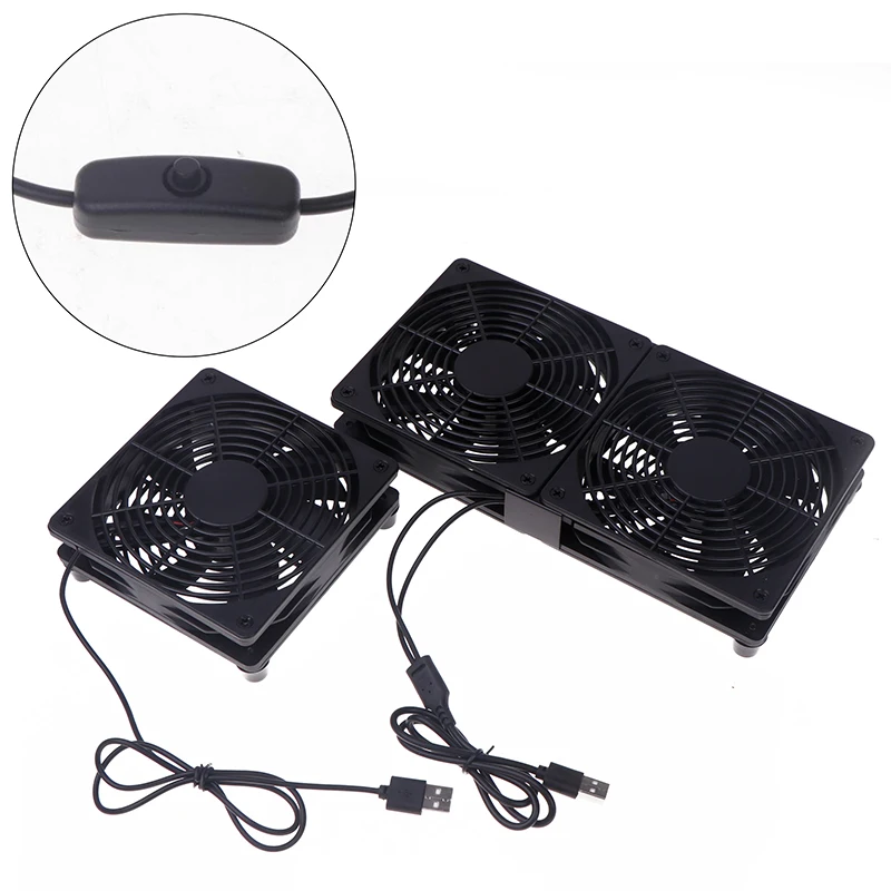 1 Set High Airflow Cooling Fan For Router Modem Receiver 120mm DC12V USB Powered PC Router Fans With Switch Cable