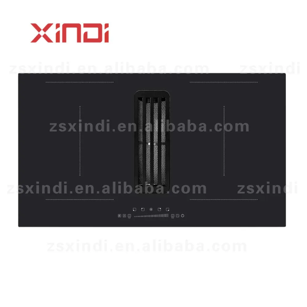 Stainless Steel Induction Cooktop with Built-In Range Hood and Extractor for Household and Hotel Use