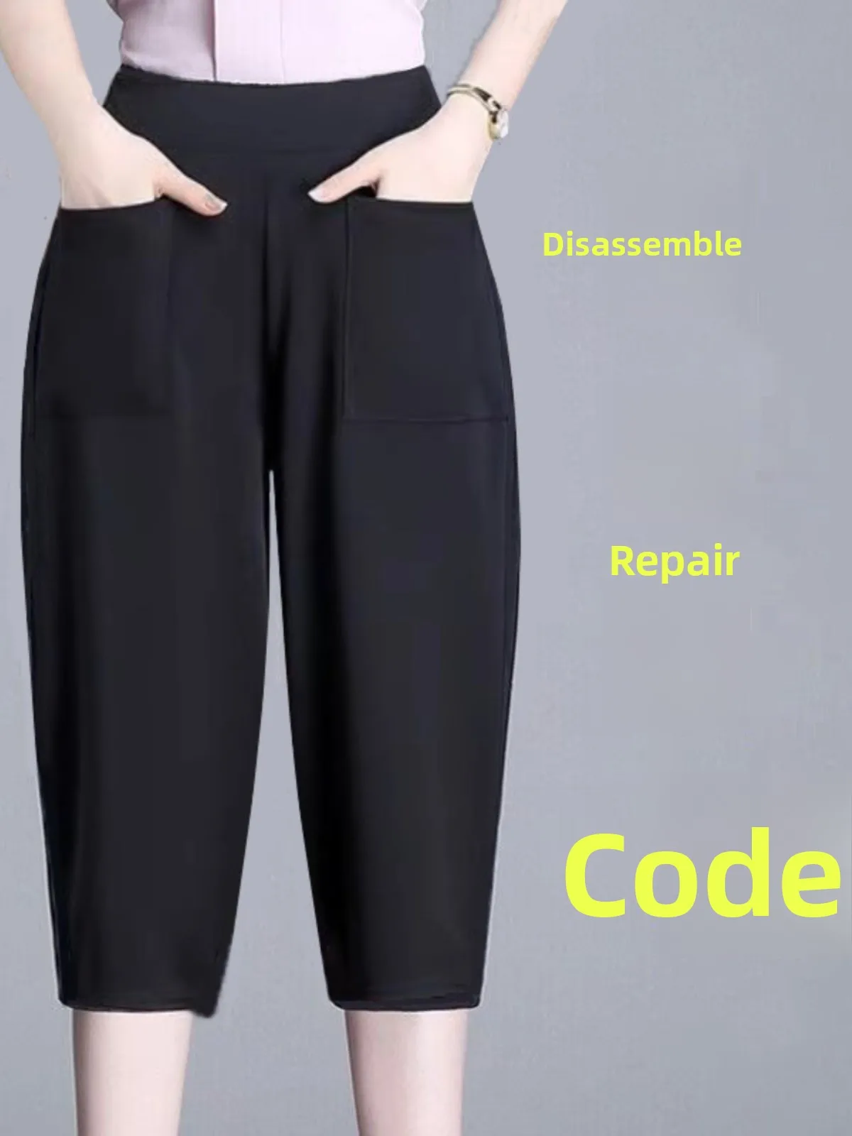Loose Women's Seven-Foot Pants Summer Thin New 2025 Harlan plus Size Versatile Casual Mom's Pants High Waist Other Material