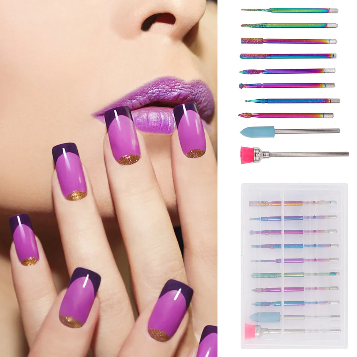 10 Stück Maniküre-Bohrer Professionelle Nagelschleifköpfe für Natürliche und Künstliche Nägel Elektrische Nagelfeilen-Zubehör