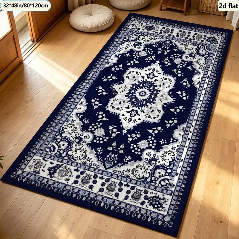 Sage Green Vintage Medallion Ornate Carpet Flooring Distressed Traditional Square Area Rug Antique Home Decor Living Room Floor Mat