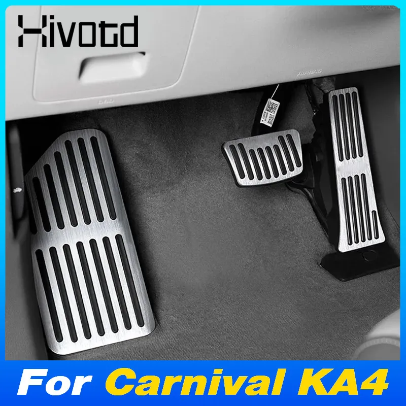 Car Pedal Cover Aluminum Alloy Gas Accelerator Footrest Pads For Kia Carnival KA4 2023 2024 Interior Non-slip Accessories Parts