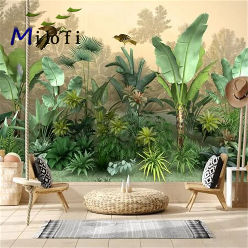 Milofi plant tropical rainforest large 3D printing wallpaper mural background wall decoration painting