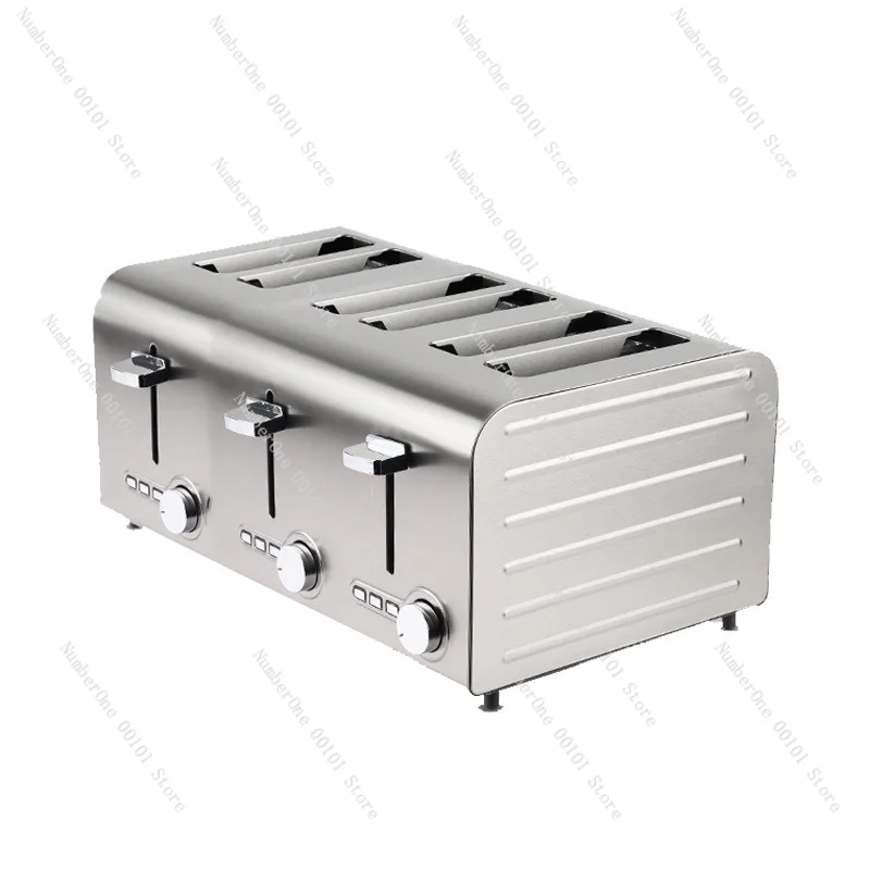 

6-Piece Toaster All Stainless Steel Multifunctional Heating Thaw Baking Sandwich Toast Bread Machine