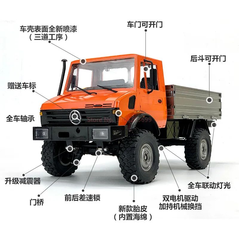 LD1201 1:12 Unimog RC รถรุ่น Differential Lock เกียร์ห้าช่องปีนเขารีโมทคอนโทรลของเล่นคริสต์มาสของขวัญ