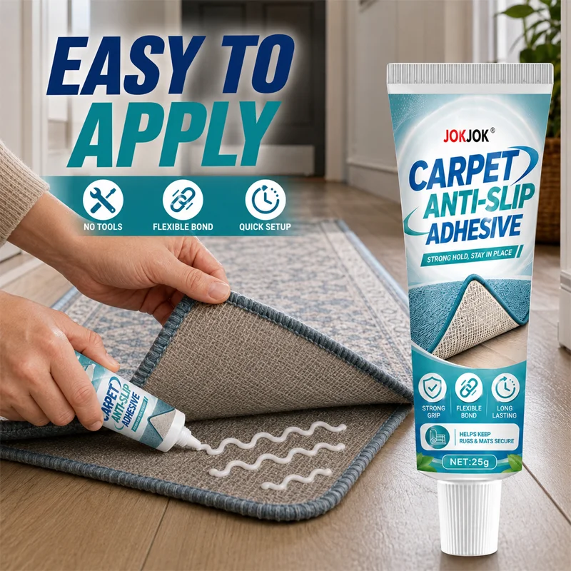 Transparent Anti Slip Carpet Gel Adhesive Strong Hold Waterproof Moisture Resistant Fix Bath Mat Shower Rug No Floor Damage