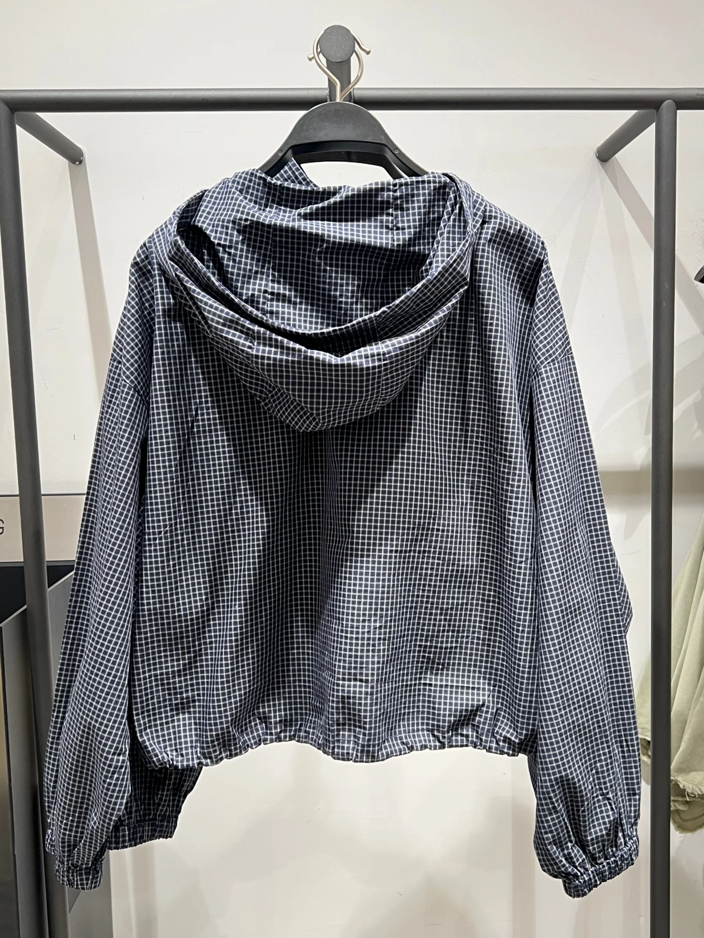 Spring 2026 Women's Checkered Embroidered Ruffle Hooded Shirt Casual Loose Fit Long Sleeve Polyester Fiber Anti-deformation