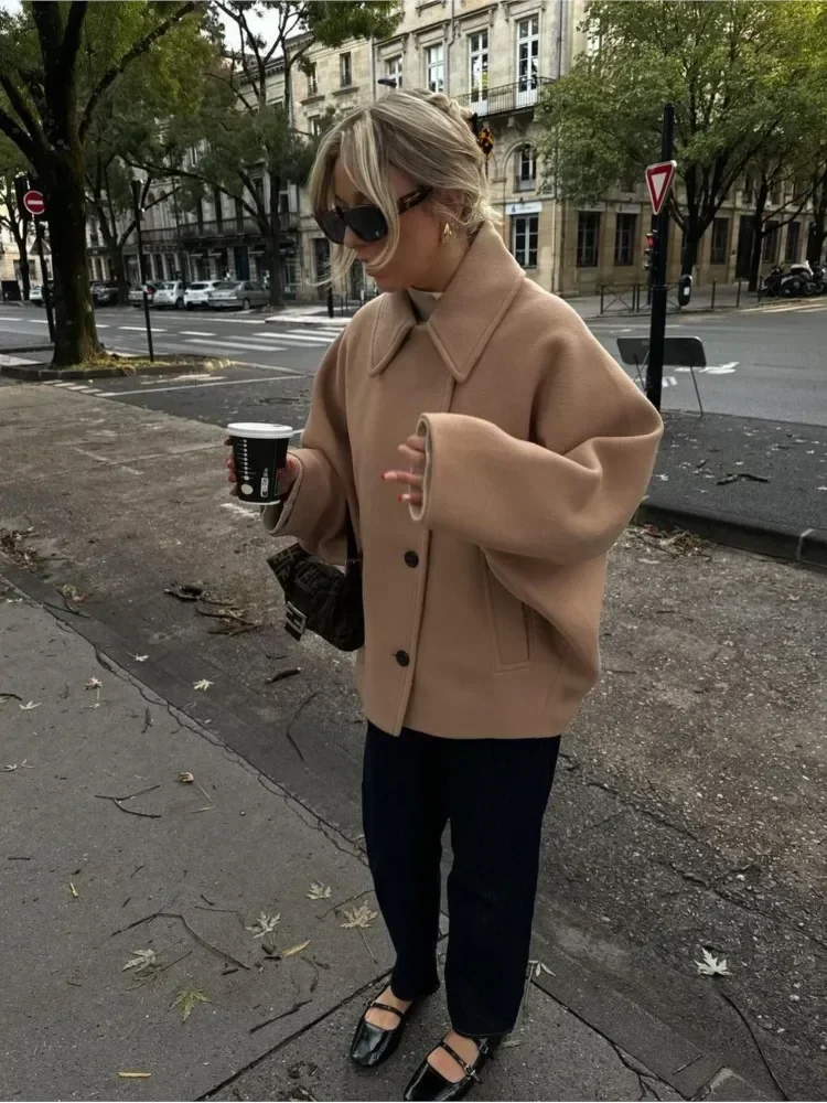 Solid Single Breasted Jacket Women Autumn Long Sleeve Turndown Collar Casual Female Coats 2023 Fashion Pocket Loose Outerwear