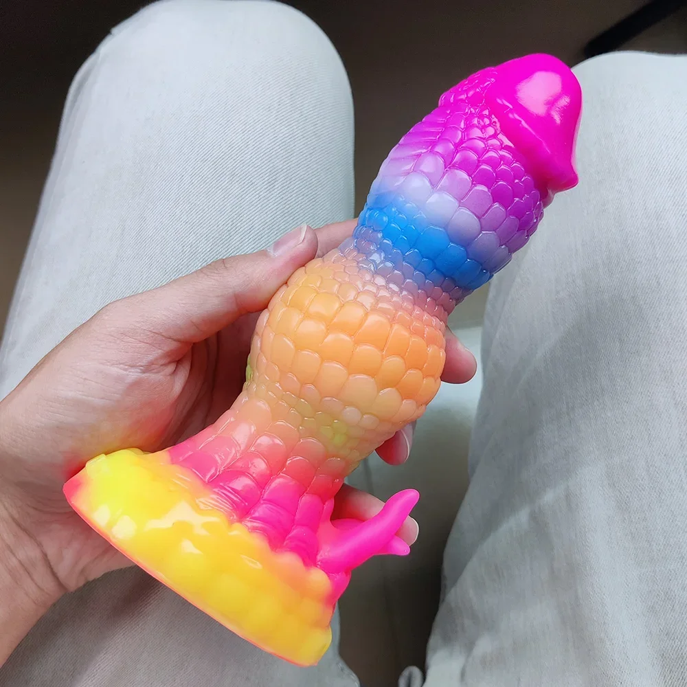 2024 YOCY Dragon Monster Dildo Luminous Anal Plug Soft Silicone Butt Masturbator With Suction Cup Beads Anal Sex Toy For Adult