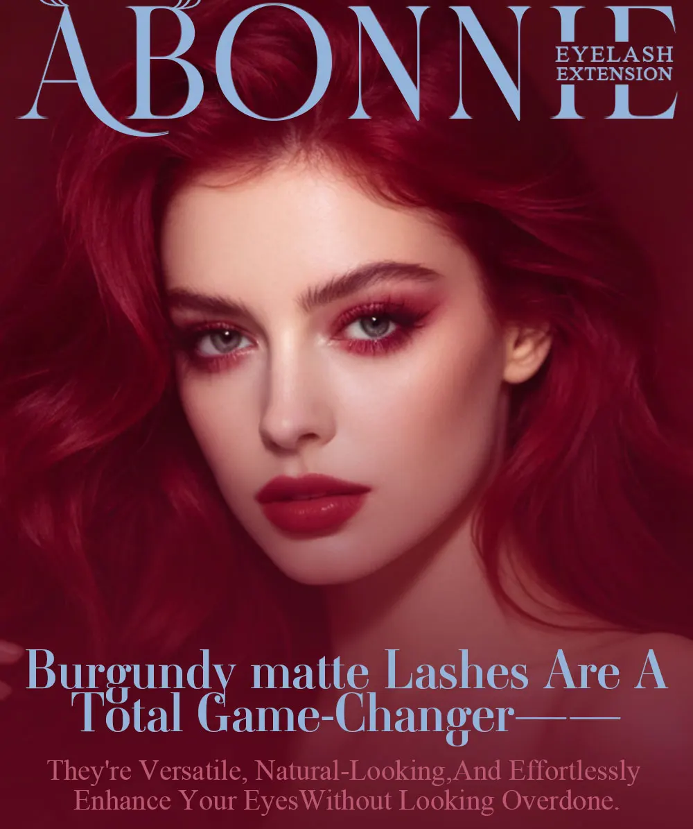 Abonnie LB/LC 8-15mm Burgunderrote Matte Volumen-Wimpernverlängerungen Klassische Einzelwimpern Flauschige Falsche Wimpern für Augenschönheit – Detail 2