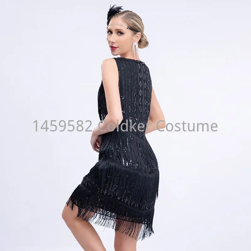 1920s Flapper Retro Sequin Dress Gatsby Dance Tassel Dress Wedding Party Nail Bead Toast Cocktail Dress