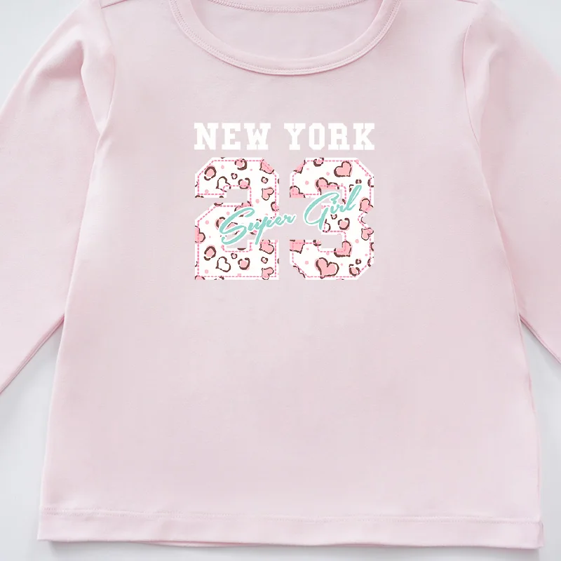 Camiseta de manga larga para niño y niña, traje informal de moda para primavera y otoño, color rosa, nuevo estilo, para exteriores