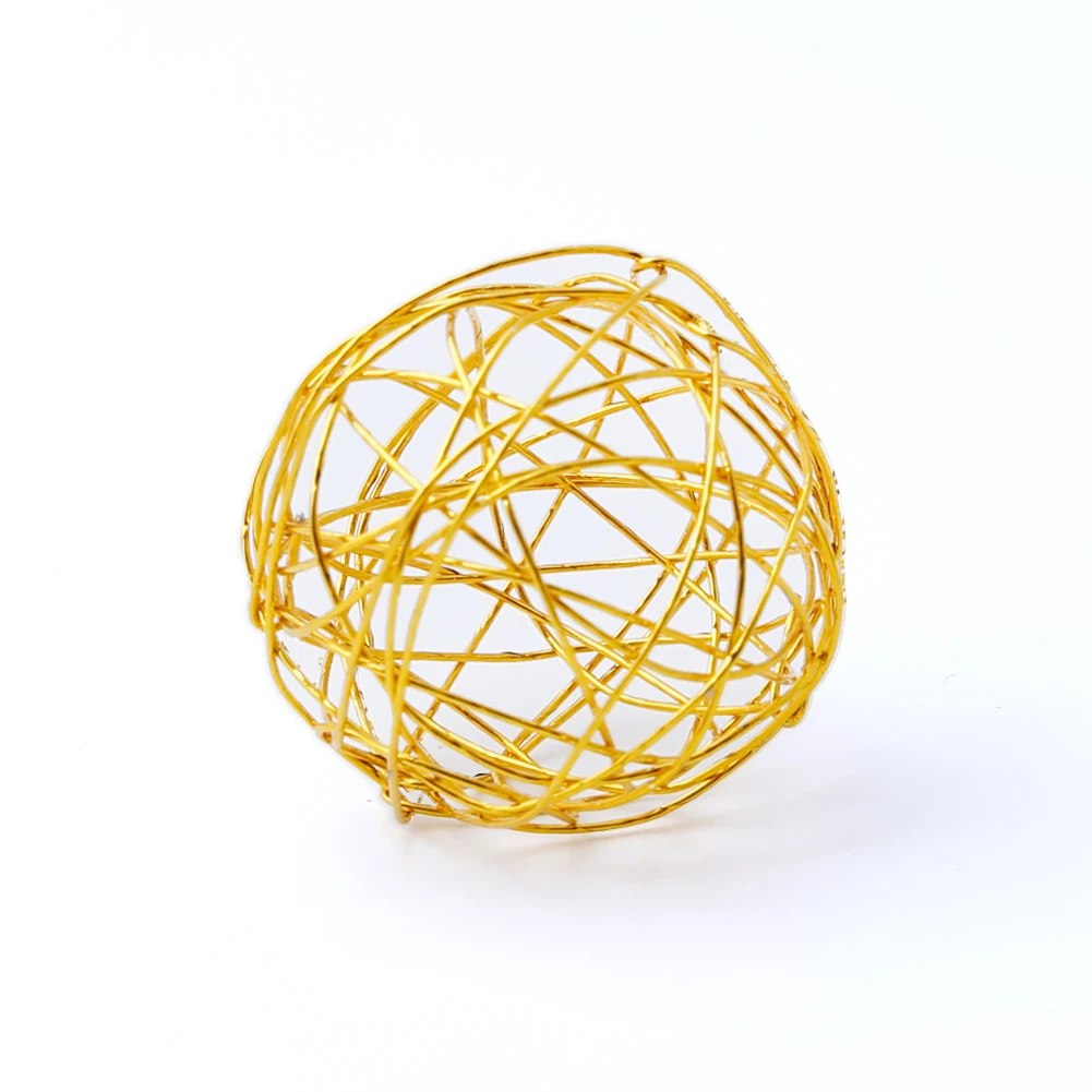 10pc Golden Threads Winding Hollowed Cage Ball Parrots Birds Training Grind Teeth Toys DIY Chinese Lantern Wind Chime Accessory