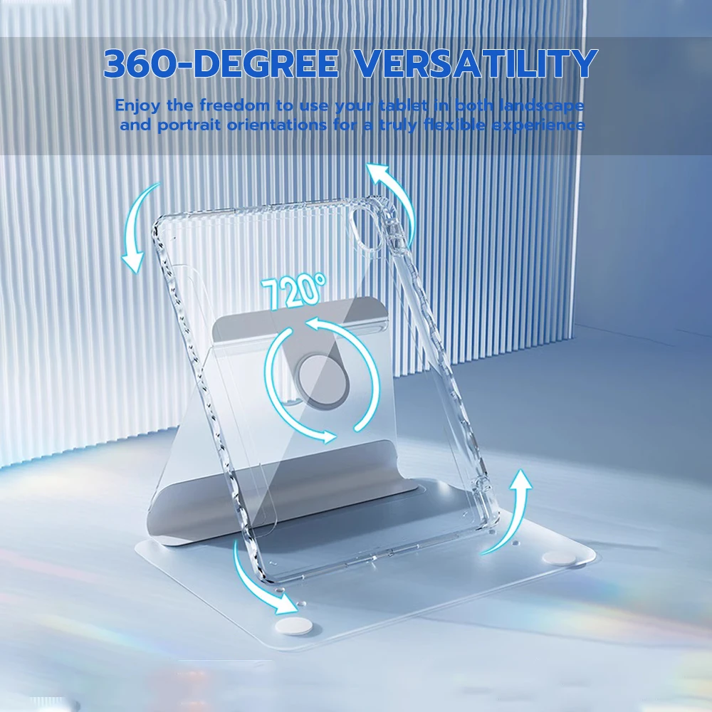 For  iPad 10th Generation Case 360° Rotation fully Transparent For iPad Air 4 Air 5 for iPad Pro 12.9 Cover 10”2 7th 8th 9th Gen