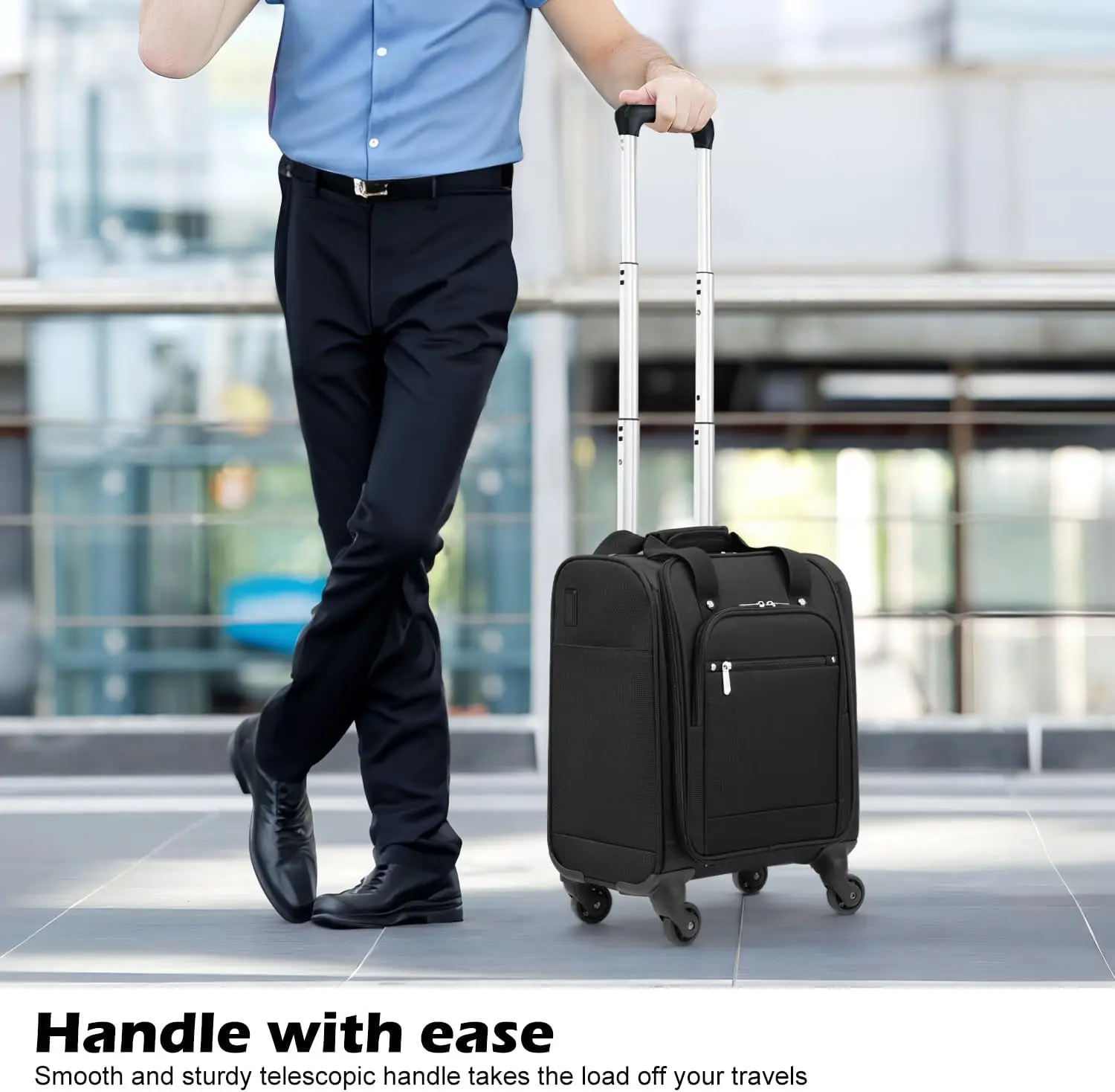 Coolife Luggage Underseat Luggage Carry On Suitcase Softside Luggage Lightweight Rolling Travel Bag Spinner