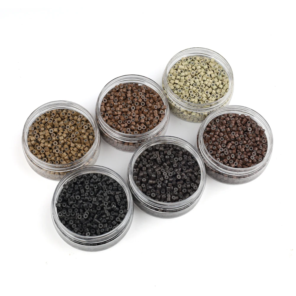 

Lanshii 1000 шт. 4,0 × 2,0 × 2,7 мм алюминиевые бусины с микрозвеньями с силиконовой подкладкой - нескользящее, легкое прочное кольцо для наращивания волос