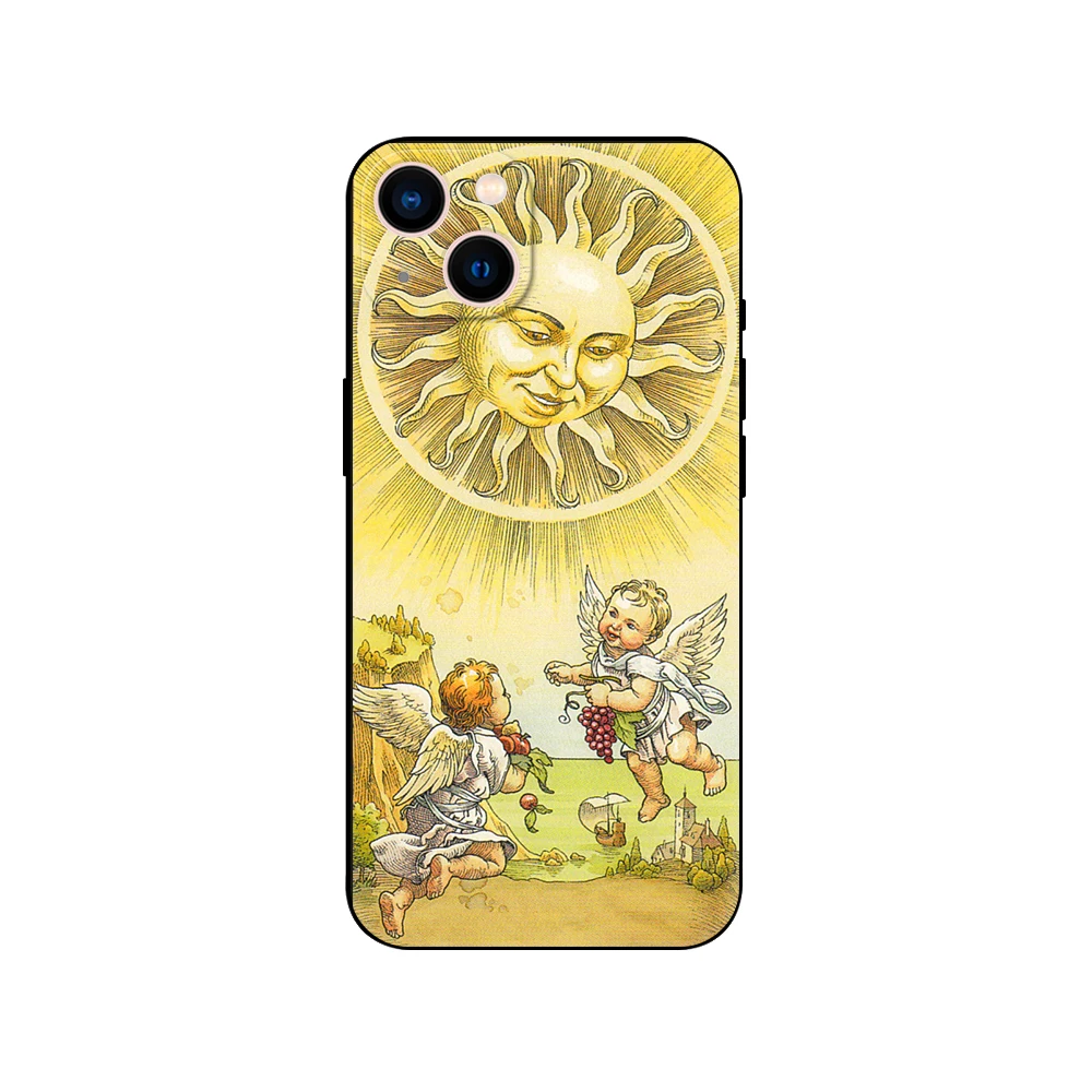 Moon Star Sun Tarot ，phone case for iphone，14 2020se 6 6s 7 8 plus x 10 XR XS 11 12 13 mini pro MAX soft black tpu back cover