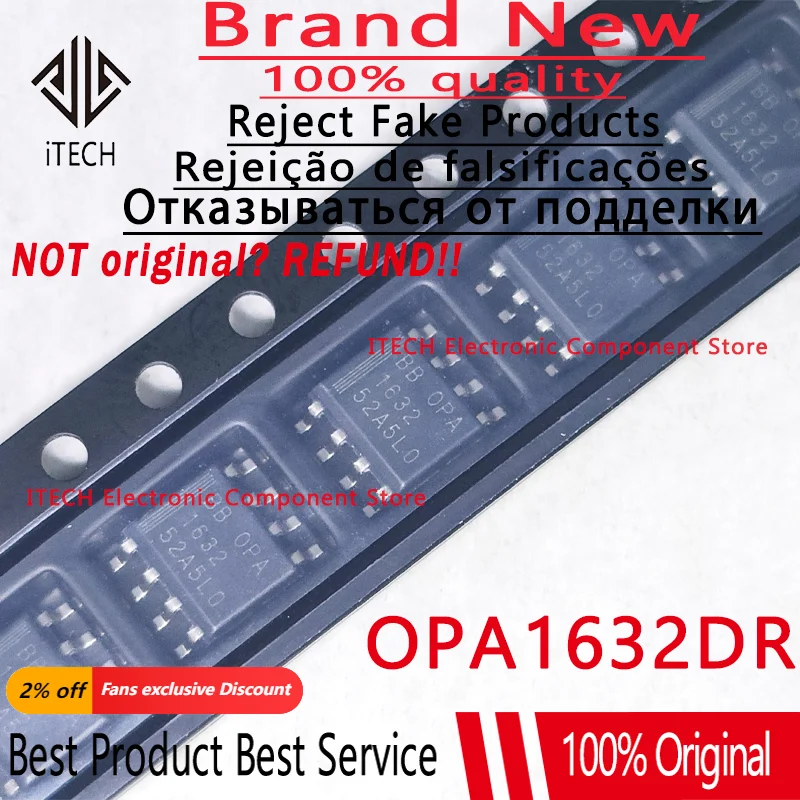 

Оригинальные и оригинальные OPA1632DR OPA1632 OPA 1632 SOP-8.Chipset, 5 шт./партия