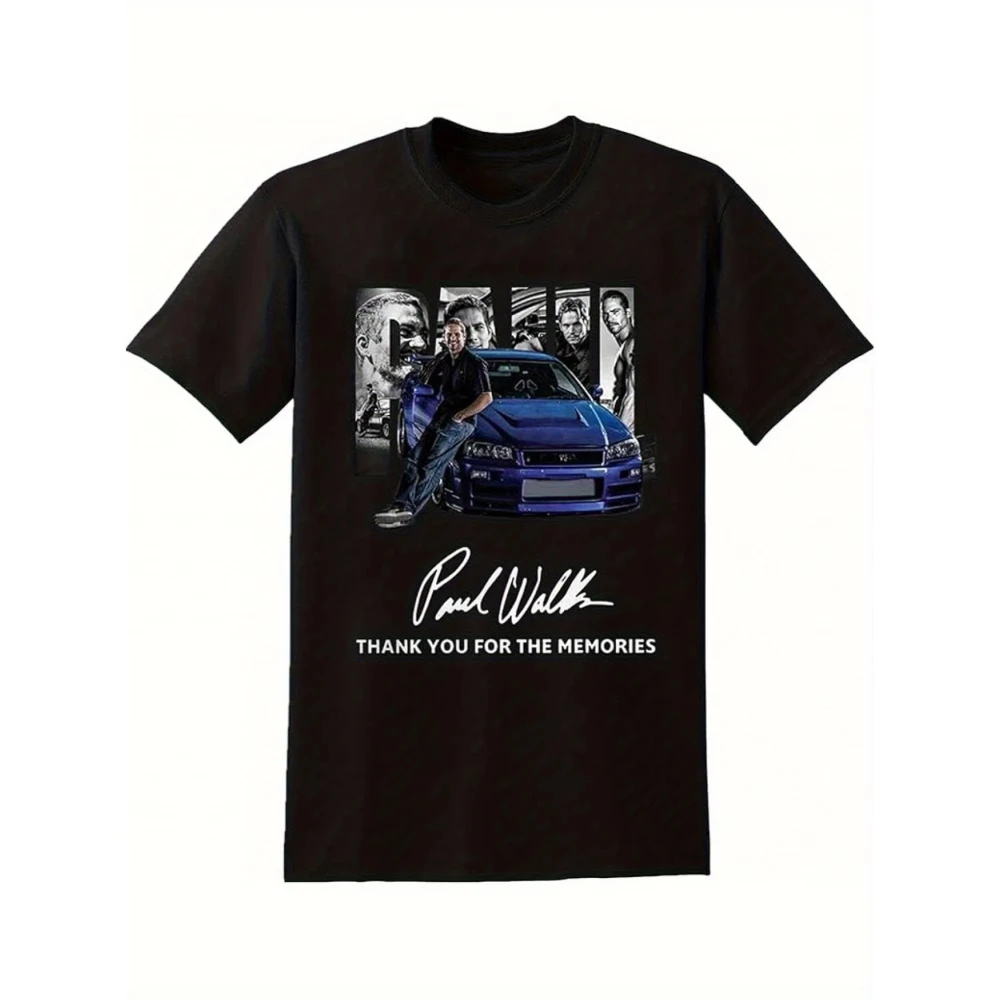 Retro Paul Walker Tribute Pure Cotton Shirt Street Style Soft Unisex Printed Pattern T-shirt Fan Gift Casual Street Wear T-shirt