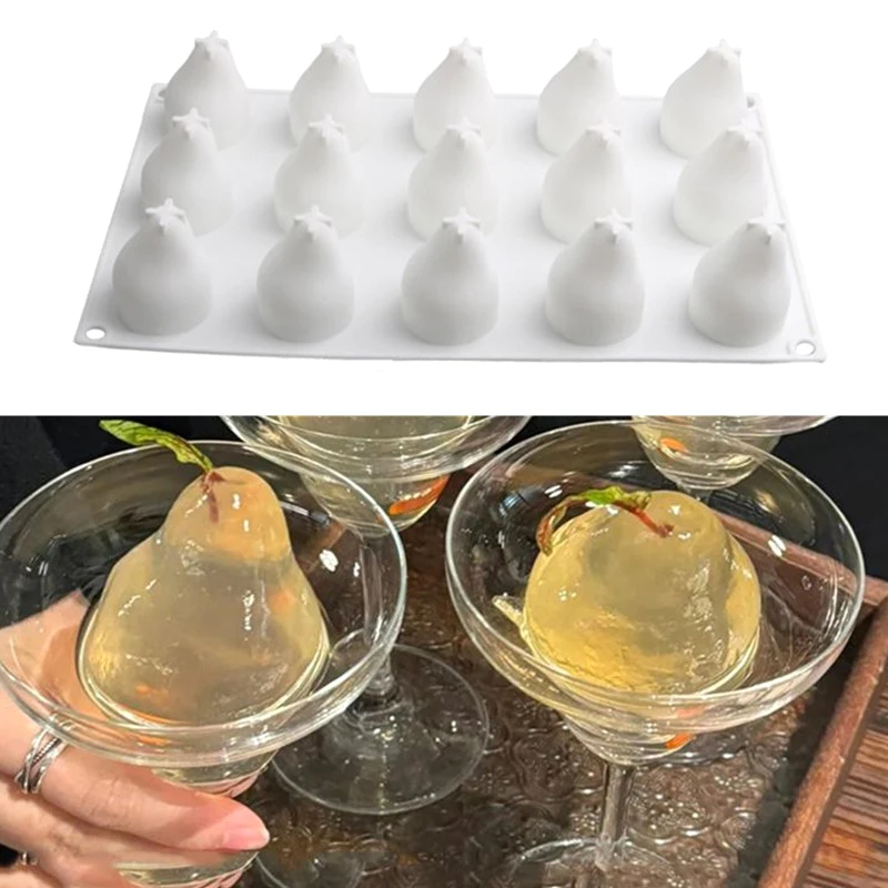 15 Cavity Pear Shape 3D Silicone Cake Baking Mold For Mousse Truffle Brownies Pan Molds Silicone Pastry Tool Cakes