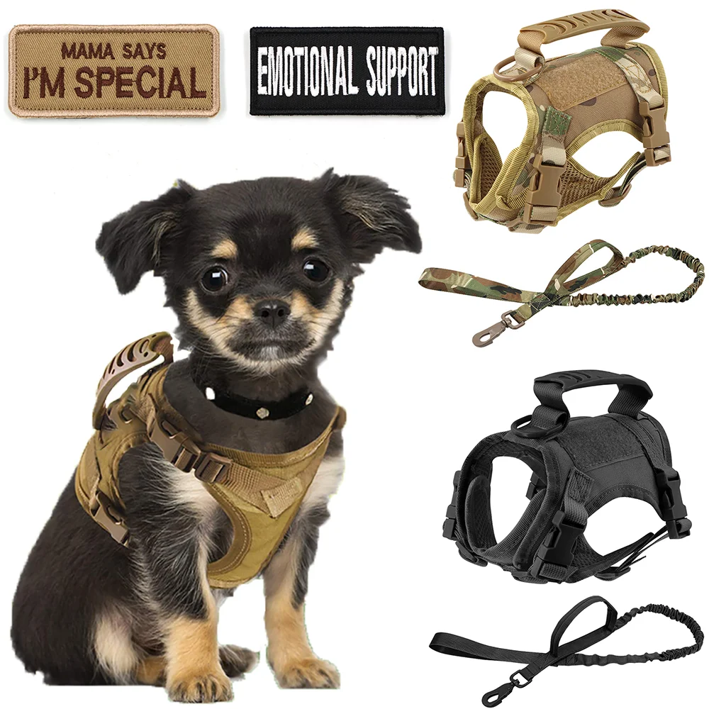 Tactical Cat Harness and Leash for Walking Puppy Dog Harness Pet Vest With Control Handle Patch Outdoor Escape Proof