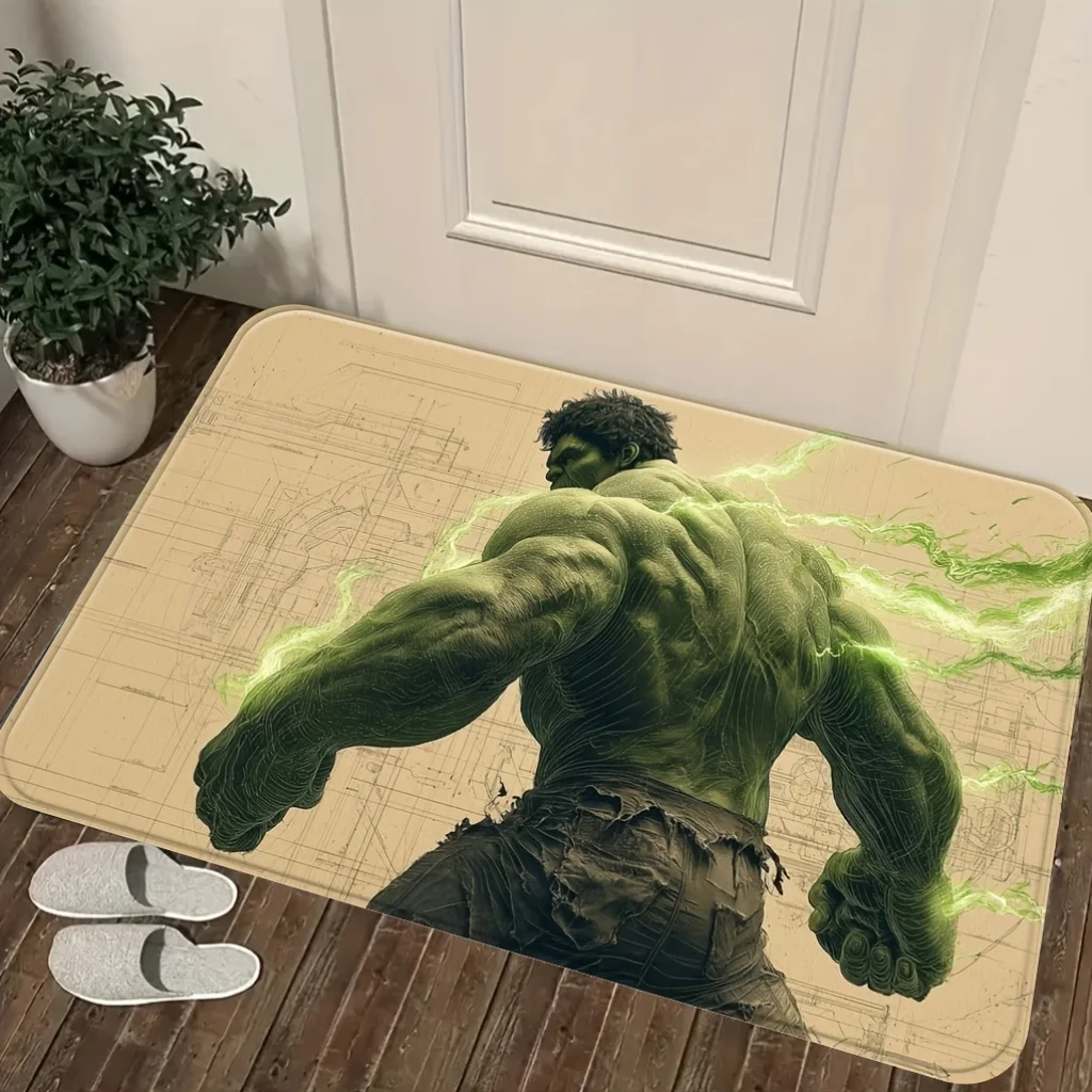 Tapete con Estampado de Dibujos Animados Autorizado, 1 Pieza, Vista Trasera de Hulk con Rayos, Fondo de Dibujo de Ingeniería, Fácil de Limpiar, Apto para