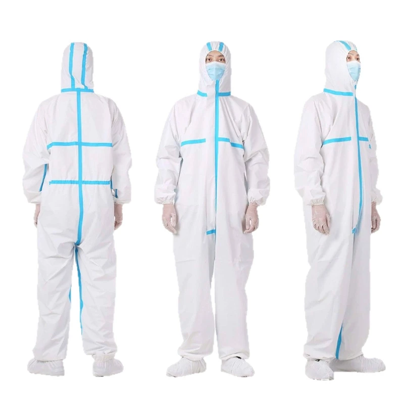 Disposable Protective Coverall, PP+PE Breathable Membrane Hooded Suit Waterproof Thick Durable for Industrial Safety Protection