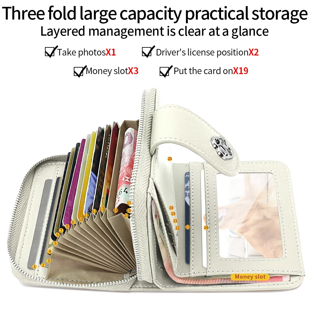 VIETAO женский роскошный кошелек из искусственной кожи, держатель для карт большой емкости с застежкой-молнией, просторный дизайн, в комплект входит портмоне, белый