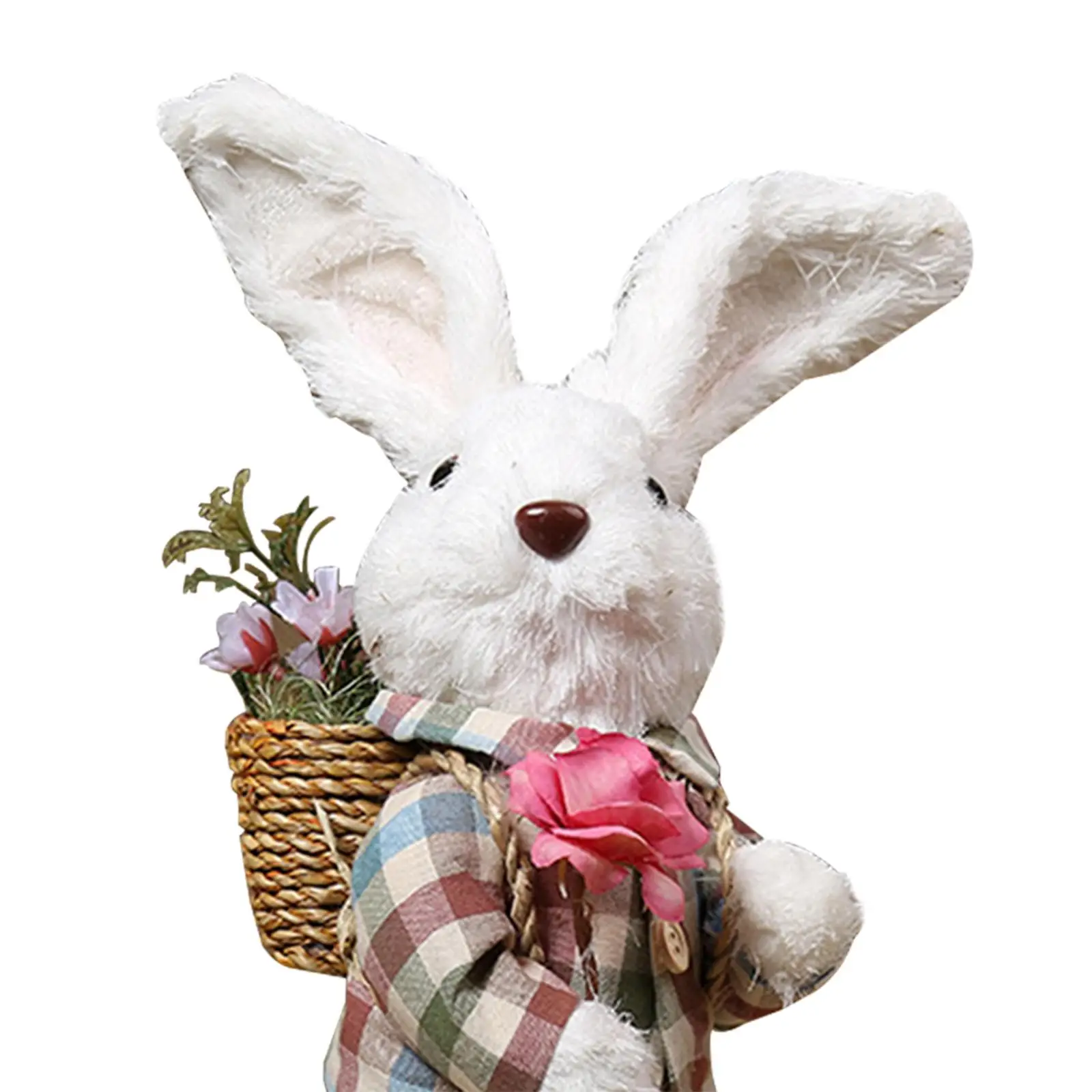 Easter Bunny Figurine Standing Rabbit Statue Cute Animal Woven Sculpture for Lawn Office Living Room Indoor Courtyard
