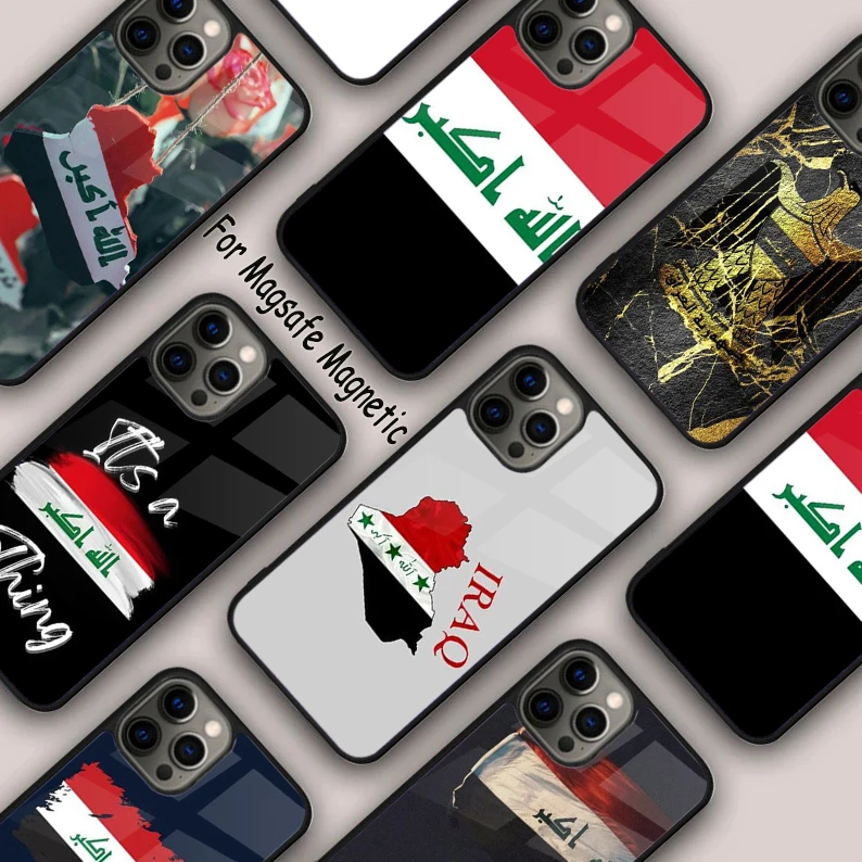 Iraqi Iraq National Flag Magnetic Phone Case For APPLE iPhone 16 14 13 12 11 Pro Max 15 Plus Wireless Charge With MagSafe Cover