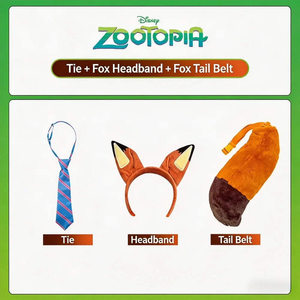 

Оригинальный костюм для косплея Джуди Хоппс из мультфильма Disney Zootopia, 3 предмета: повязка на голову, жилет, пояс, набор для девочек, игрушки, подарки