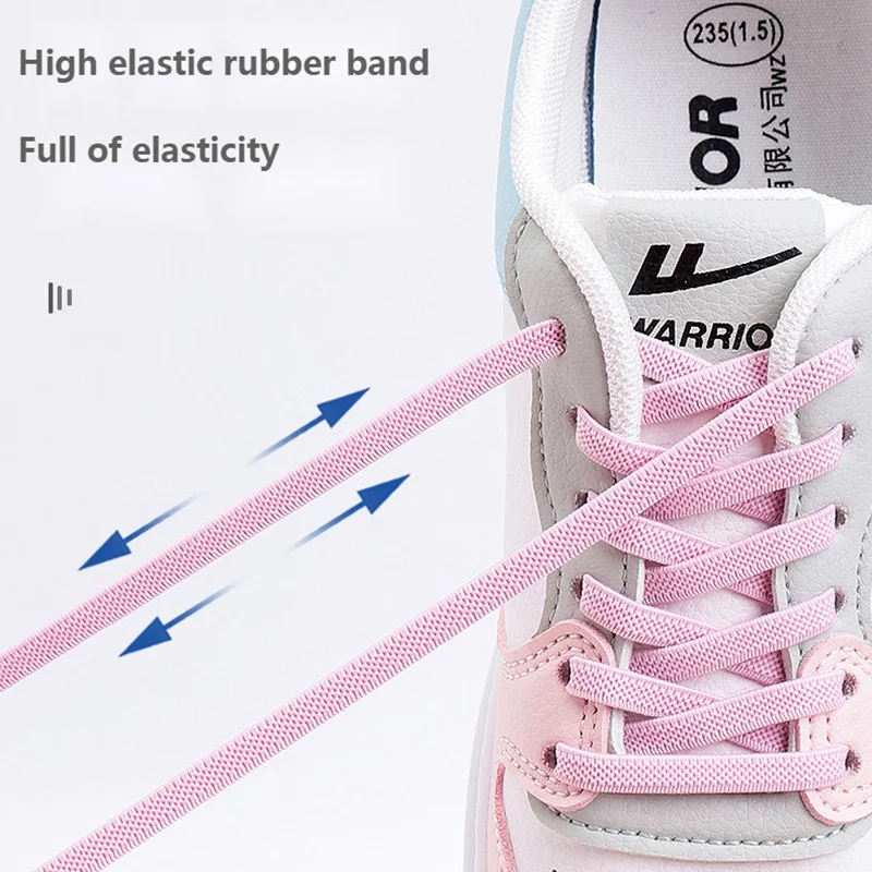 Elastic Shoelaces Without ties Flat Shoe Laces Colorful Diamond Metal Lock Lazy Shoes Lace For Sneakers Unisex Rubber band