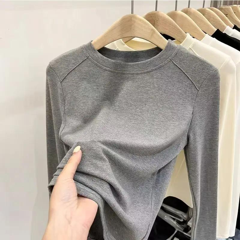 

Женская базовая рубашка в корейском стиле, прямого кроя, с длинным рукавом, утепленная, зимняя, для повседневной носки, однотонная, цельная.