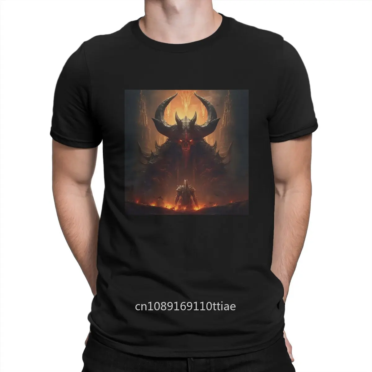 D-Diablo Creative TShirt for Men Horror Round Collar Pure Cotton T Shirt Hip Hop Gift Clothes OutdoorWear