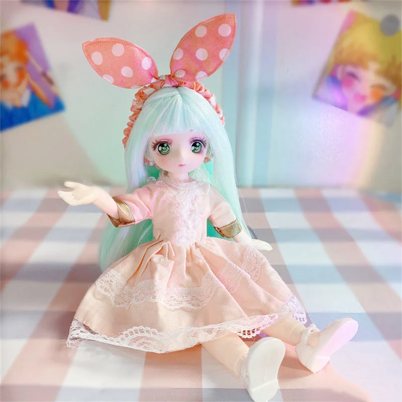 New 23cm Anime Doll 1/7 Bjd Cartoon Comic Face Doll with Clothes Doll Girls Birthday Gift