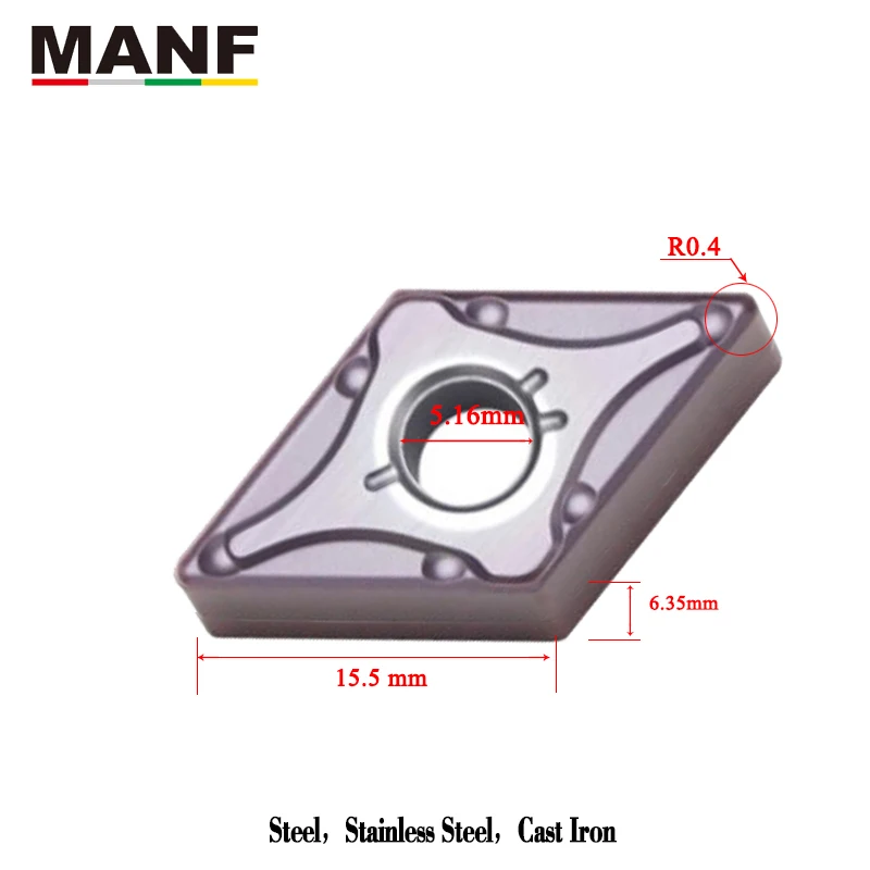 Инструмент для токарной обработки MANF, твердосплавные вставки DNMG150404, DNMG150408, cvd, pvd, для стали MDJNR2020K15, MDJNR2525K15