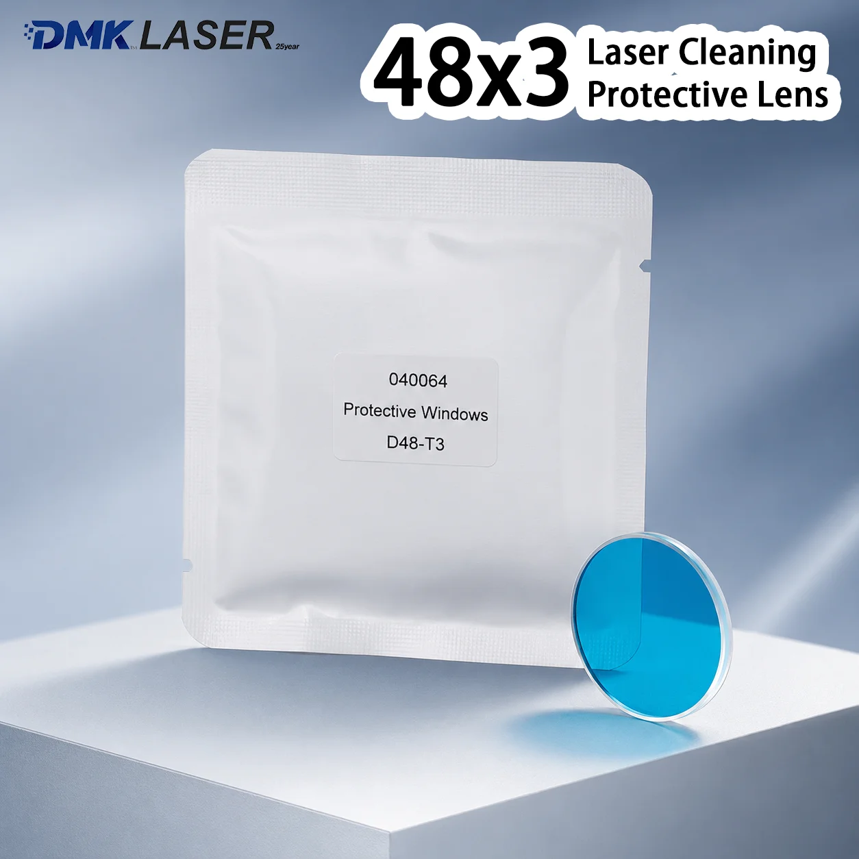 DMK 10PCS 48*3 Laser Protective Windows 48x3mm 6KW Quartz Lens D48 T3 for Pulse/Continuous Laser Cleaning Machine Gun Head