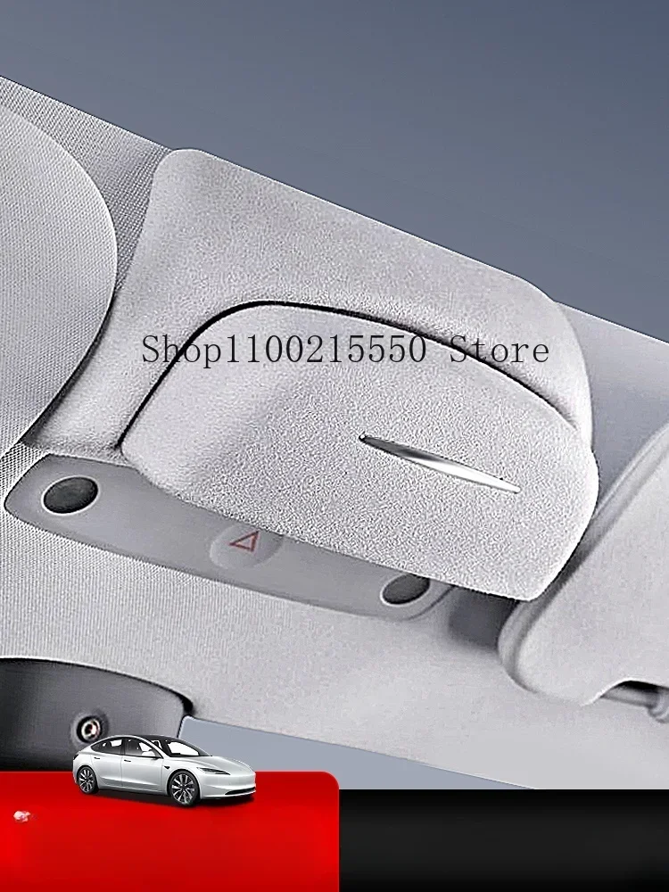 

For Tesla Model 3 Highland 2024 Car Glasses Case ABS Suede Sunglasses Holder Eyeglasses Storage Box Car Interior Accessories