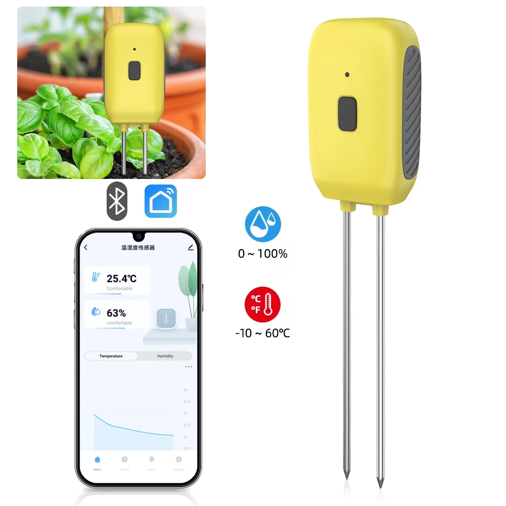 

Bluetooth Tuya Soil Tester Temp Moisture Meter Smart Plant Water Sensor Thermohygrometer Data Logger for Gardening Potted