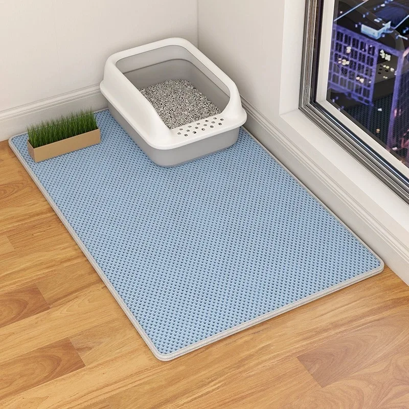 Cat Litter Pad with Anti-Take-Out and Anti-Splash, Double-Layer Enlarged, Washable Scratch-Resistant Sand Pad for Cat Litter Box