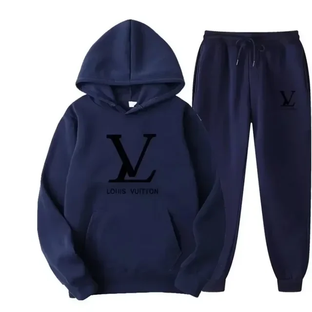 Autumn and winter new men's and women's hooded sweatshirts and pants 2-piece outdoor fashion jogging men's casual sportswear set image 4