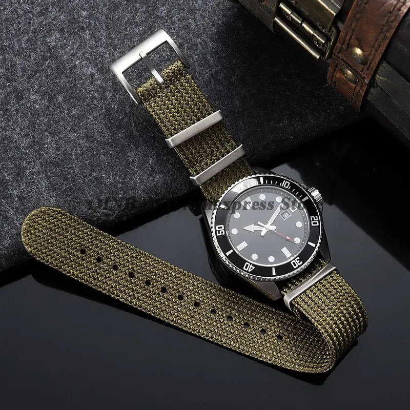 18mm20mm22mm Nylon Fabric Watchband for Seiko for Omega for Samsung Galaxy Watch 6/5/4 for Huawei Woven Sailcloth Strap Bracelet view 3