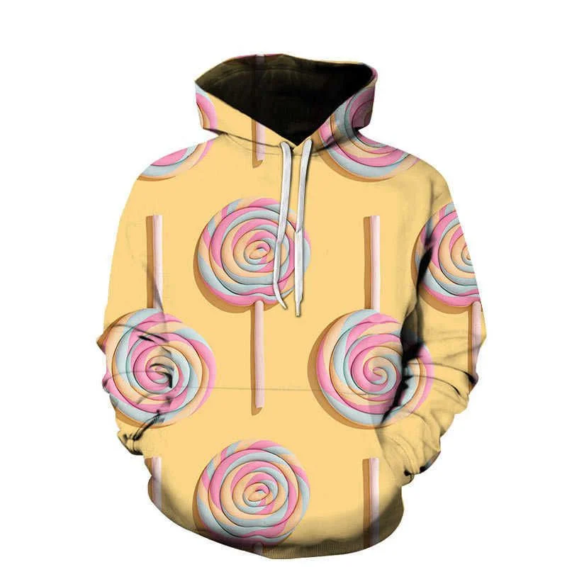 Funny 3D Print Lollipop Donut Bread Hoodie For Men Long Sleeves Sweatshirts Women Cool Streetwear Hoodies Top Autumn Clothes