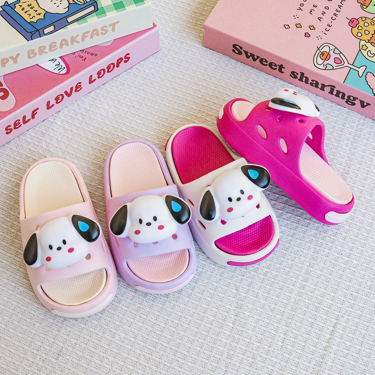 New Popular Cartoon Sweat-Drop Dog Design Versatile Girls' Eva Slippers Fashionable Dual-Color Soft-Soled Non-Slip Sandals 831